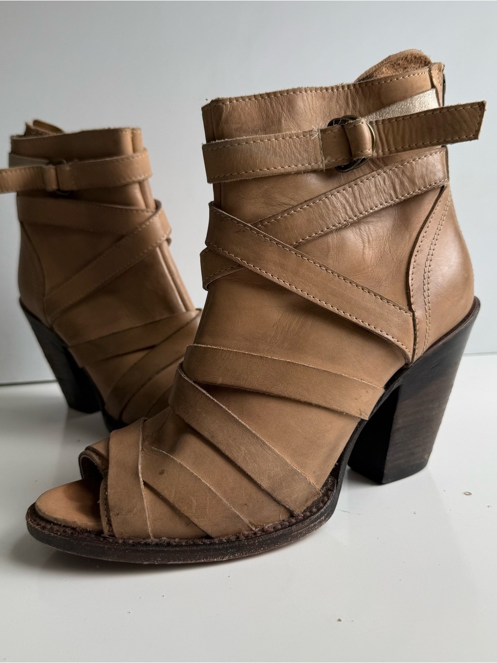 Freebird by Steven Joker Bootie open toe leather strappy 9